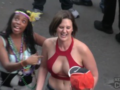 Find-Best-Mature.com presents: Mardi gras girls flashing their tits for beads