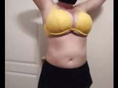 Find-Best-Mature.com presents: 36 g saggy tits bbw milf lateshay big yellow bra strip