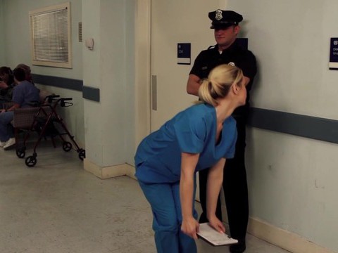 Find-Best-Mature.com presents: Nurse tara lynn fox drops on her knees to give a sloppy blowjob