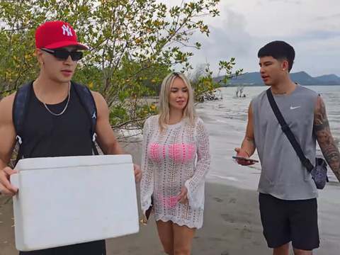 Find-Best-Mature.com presents: Threesome on the beach with stepbrothers - danner mendez - tatiana alvarez - max betancur