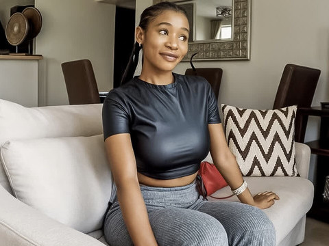 Find-Best-Mature.com presents: Amateur ebony model tricked to suck white cock at couch casting call