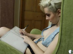 Find-Best-Mature.com presents: Slender sexy blonde with her small tits exposed