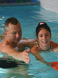 Find-Best-Mature.com presents: Brunette teenage beauty fucked by a horny swim teaching paps