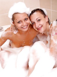 Find-Best-Mature.com presents: Naughty sexy young chicks taking a hot bubble bath together