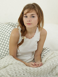 Find-Best-Mature.com presents: Sweet teen brunette stripping naked in the bed