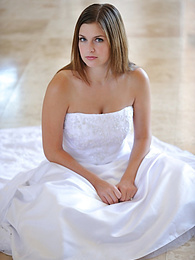 Find-Best-Mature.com presents: Busty glamorous amateur Danielle models wedding gown indoors & by the pool