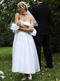 Find-Best-Mature.com presents: Blonde bride Hayley Marie Coppin gets naked on a lawn while taking her vows