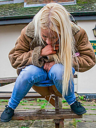 Find-Best-Mature.com presents: Blond hungarian cutie Kiara Lord strips and presents her amazing boobs and ass outdoors