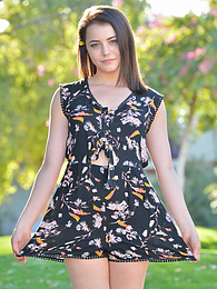 Find-Best-Mature.com presents: Svelte american dark-haired teen Kylie Quinn in shorts toys her twat outdoor